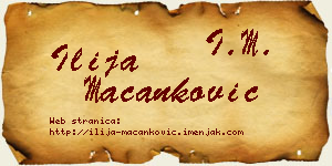 Ilija Macanković vizit kartica